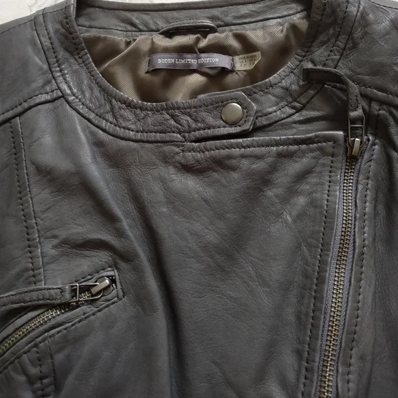 Boden limited edition leather biker Moto cropped asymmetric jacket
